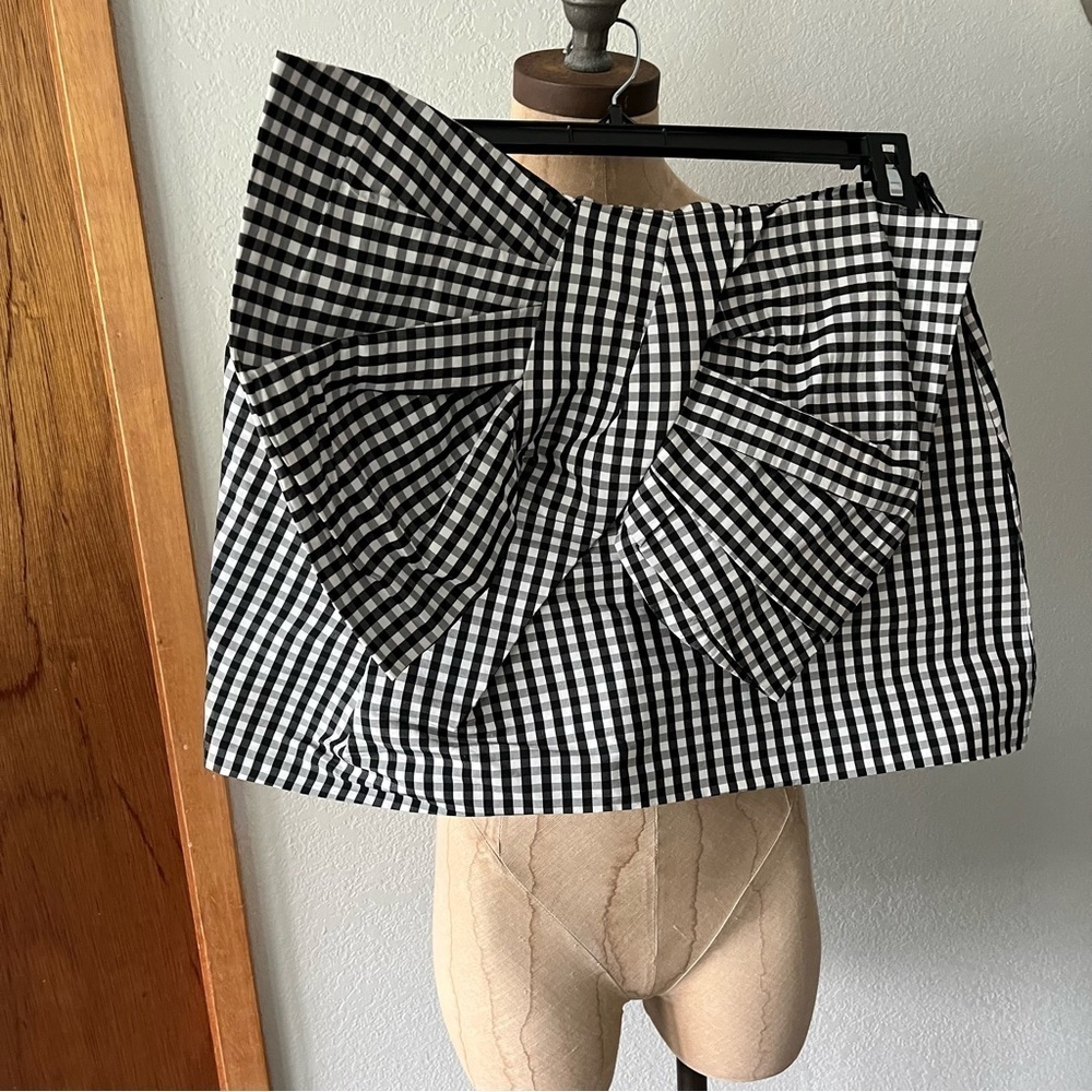 MARC by MARC JACOBS sz 6 GINGHAM BLACK White Giant BOW MINI SKIRT